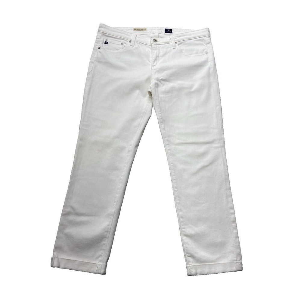 AG Adriano Goldschmied Women's The‎ Stevie Roll Up Jeans White Slim Size 32